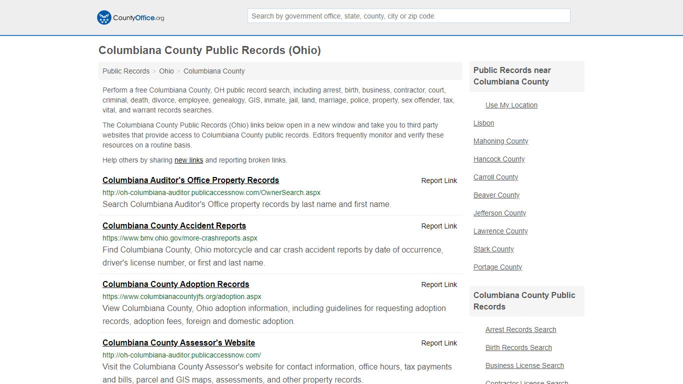 Public Records - Columbiana County, OH (Business, Criminal ...