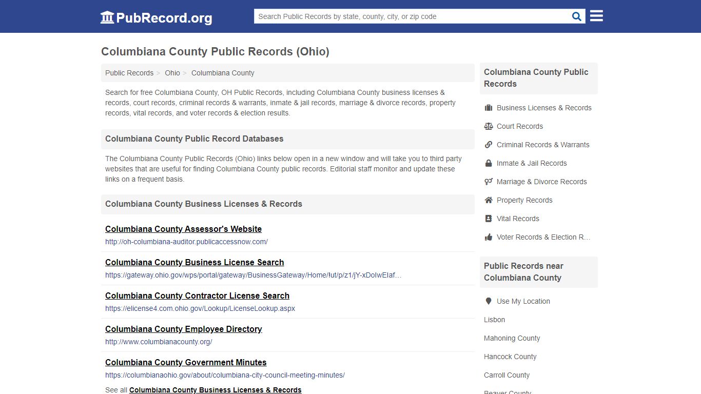 Free Columbiana County Public Records (Ohio Public Records)