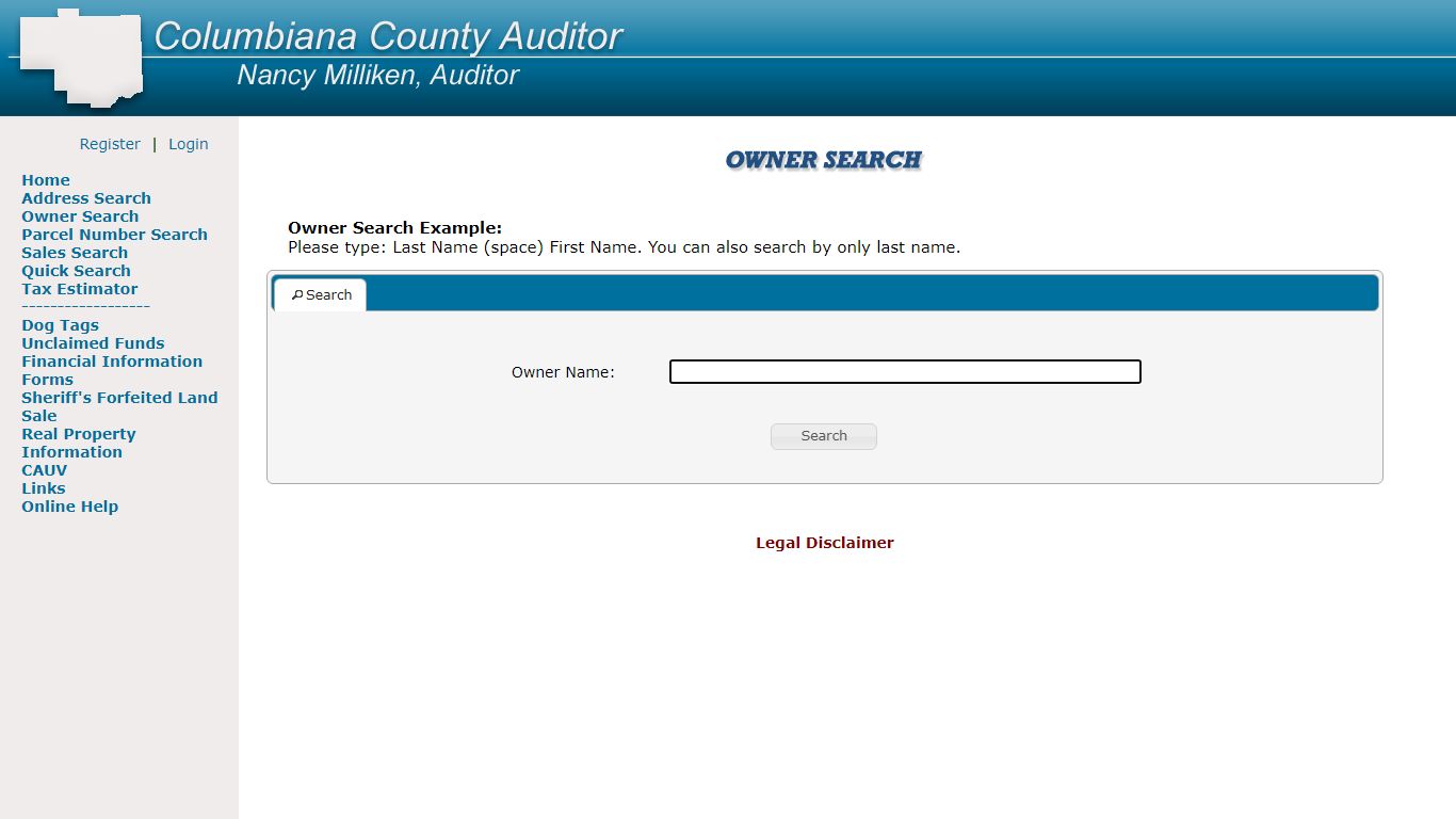 OH-COLUMBIANA-AUDITOR > Owner Search